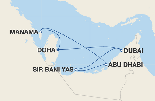 Manama, Abu Dhabi, Sir Bani Yas, Dubai