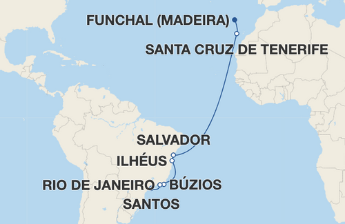 Santa Cruz de Tenerife, Salvador, Ilhéus, Búzios, Rio de Janeiro