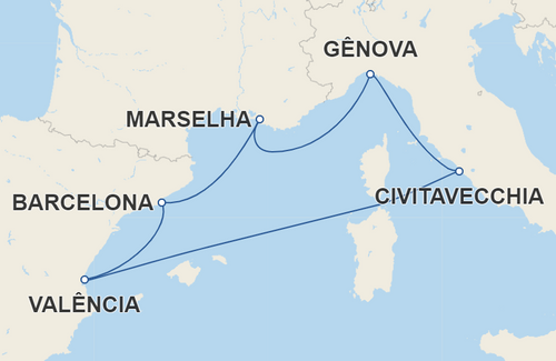 Marselha, Barcelona, Valência, Civitavecchia