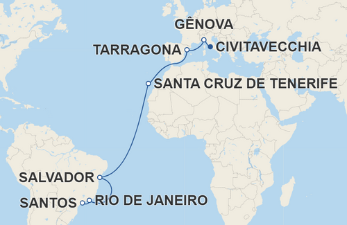 Gênova, Tarragona, Santa Cruz de Tenerife, Salvador, Rio de Janeiro