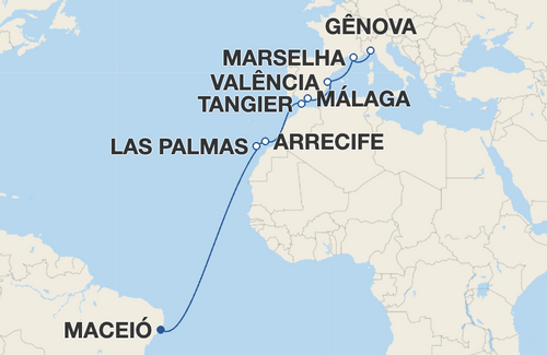 Las Palmas de Gran Canaria, Arrecife, Tangier, Málaga, Valência, Marselha