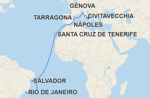 Civitavecchia, Gênova, Tarragona, Santa Cruz de Tenerife, Salvador