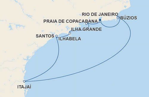 Búzios, Itajaí, Santos, Ilhabela, Ilha Grande, Praia de Copacabana