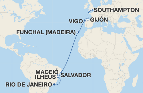Ilhéus, Salvador, Maceió, Funchal, Vigo, Gijón