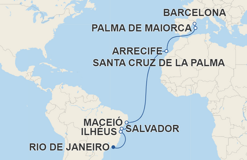 Ilhéus, Salvador, Maceió, Santa Cruz de La Palma, Arrecife, Palma de Maiorca