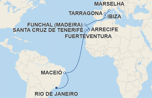 Maceió, Santa Cruz de Tenerife, Arrecife, Fuerteventura, Funchal, Ibiza, Tarragona