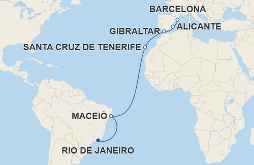 Maceió, Santa Cruz de Tenerife, Gibraltar, Alicante