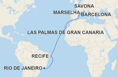 Recife, Las Palmas de Gran Canaria, Barcelona, Marselha