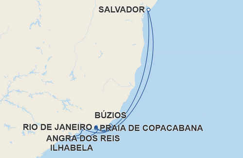 Salvador, Praia de Copacabana, Búzios, Angra dos Reis, Ilhabela