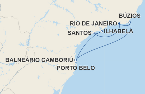 Santos, Ilhabela, Porto Belo, Balneário Camboriú, Búzios