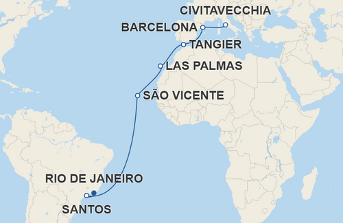 Santos, São Vicente, Las Palmas de Gran Canaria, Tangier, Barcelona