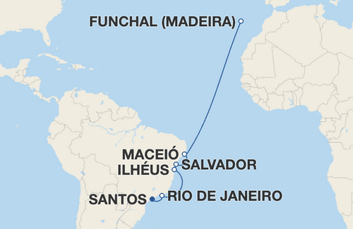 Rio de Janeiro, Ilhéus, Salvador, Maceió