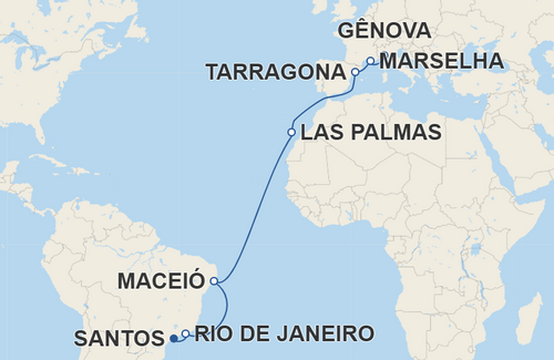 Rio de Janeiro, Maceió, Las Palmas de Gran Canaria, Tarragona, Marselha