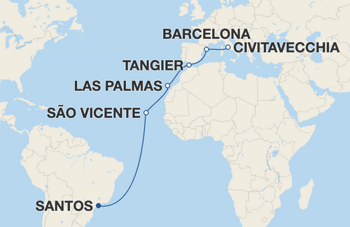 São Vicente, Las Palmas de Gran Canaria, Tangier, Barcelona